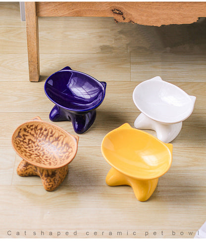 Ceramic Cat Face Bowl for Dogs and Cats