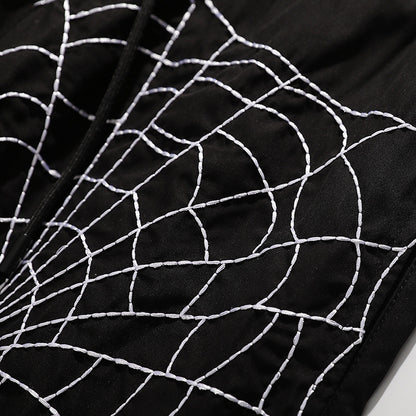 Men's Spider Web Embroidered Loose Casual Pants
