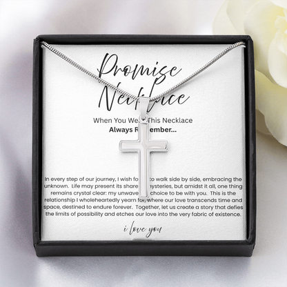 To My Boyfriend - Promise Necklace - Artisan Cross Necklace - Snake Chain