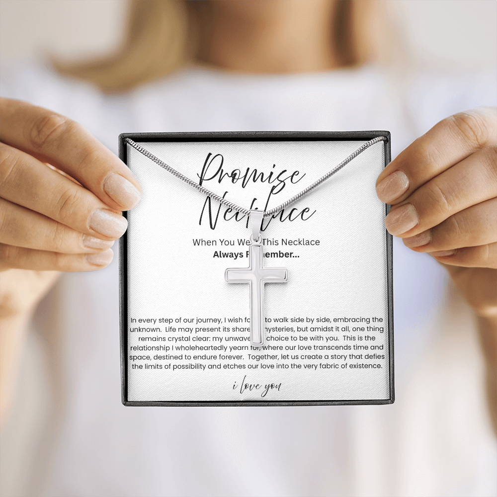 To My Boyfriend - Promise Necklace - Artisan Cross Necklace - Snake Chain