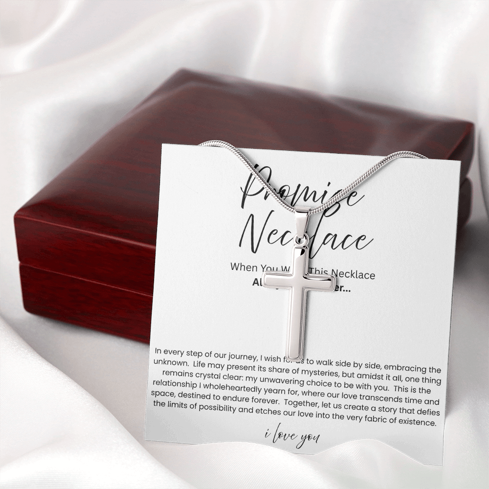 To My Boyfriend - Promise Necklace - Artisan Cross Necklace - Snake Chain