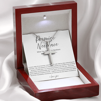 To My Boyfriend - Promise Necklace - Artisan Cross Necklace - Snake Chain
