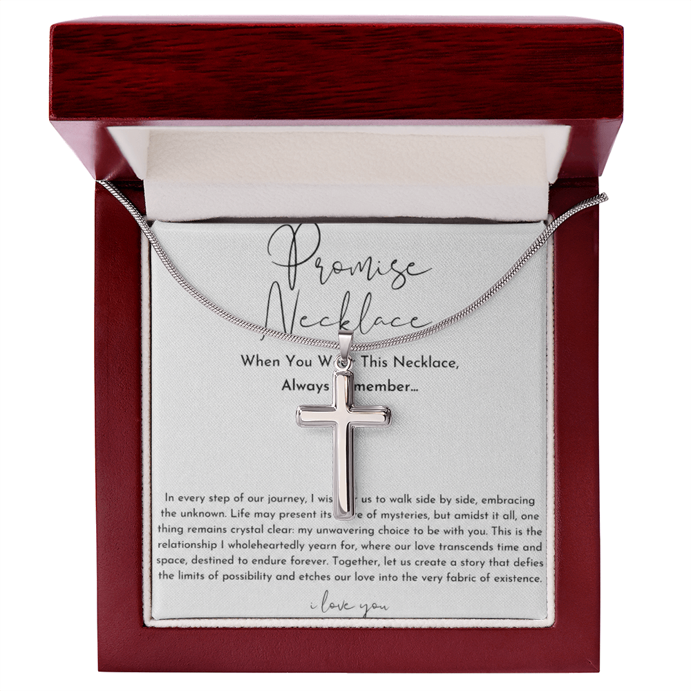 Artisan Cross Necklace with Snake Chain - To My Boyfriend