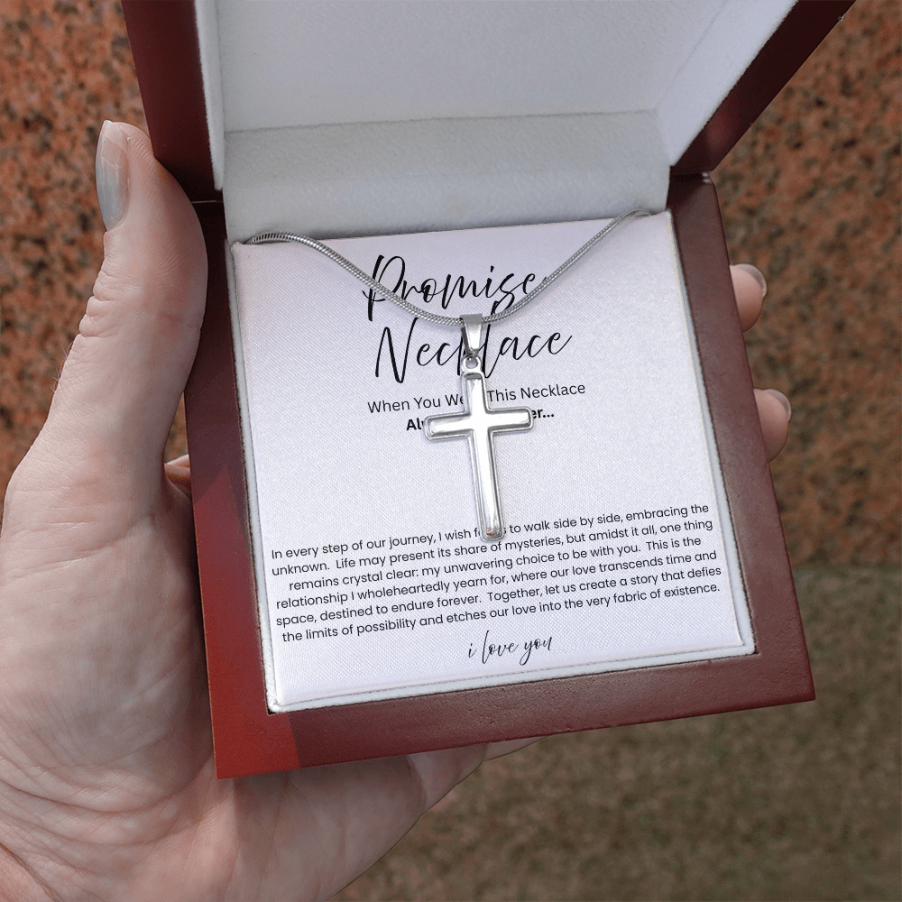 To My Boyfriend - Promise Necklace - Artisan Cross Necklace - Snake Chain