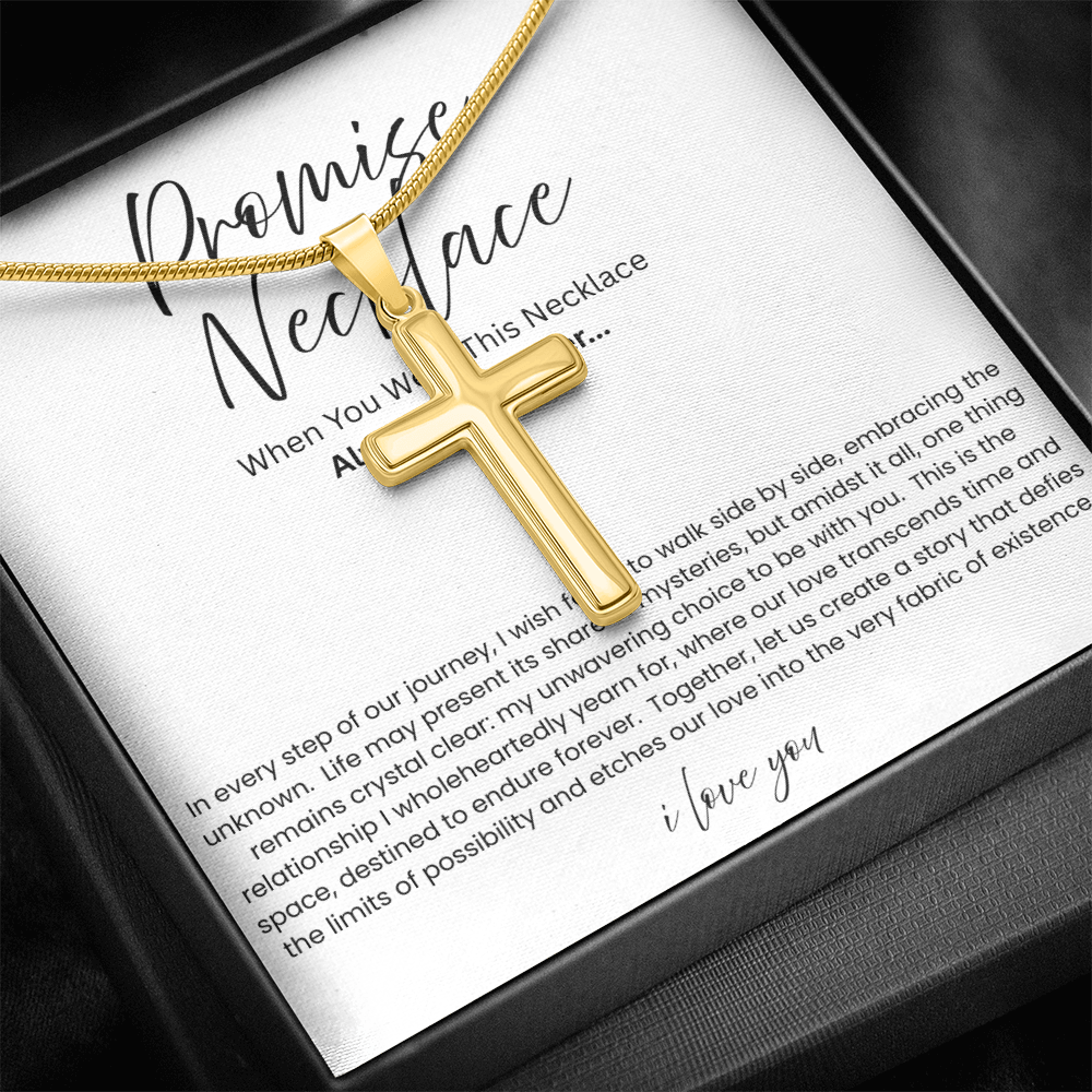 To My Boyfriend - Promise Necklace - Artisan Cross Necklace - Snake Chain
