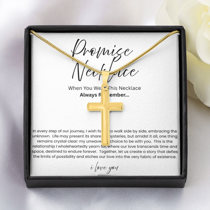 To My Boyfriend - Promise Necklace - Artisan Cross Necklace - Snake Chain