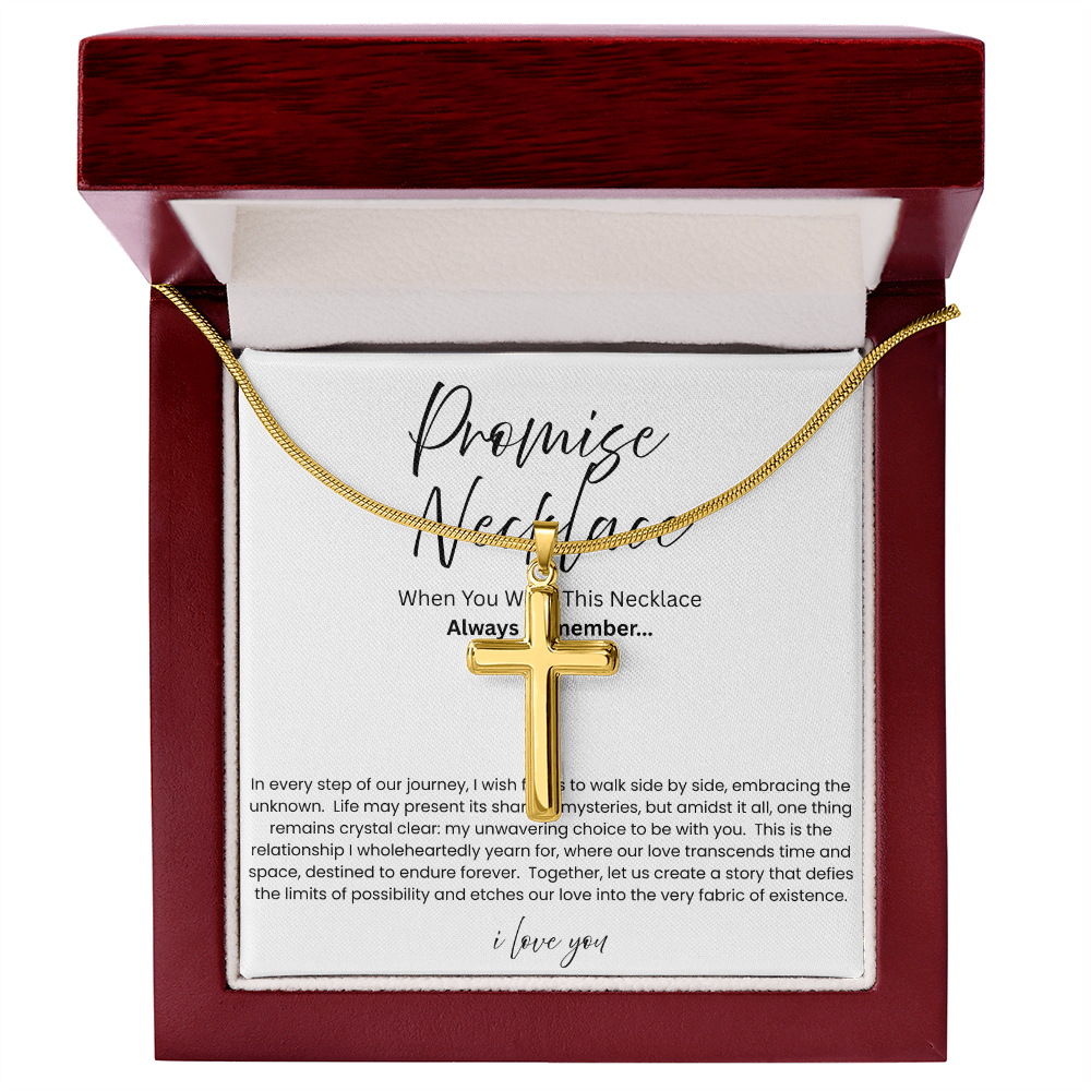 To My Boyfriend - Promise Necklace - Artisan Cross Necklace - Snake Chain