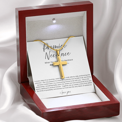 To My Boyfriend - Promise Necklace - Artisan Cross Necklace - Snake Chain