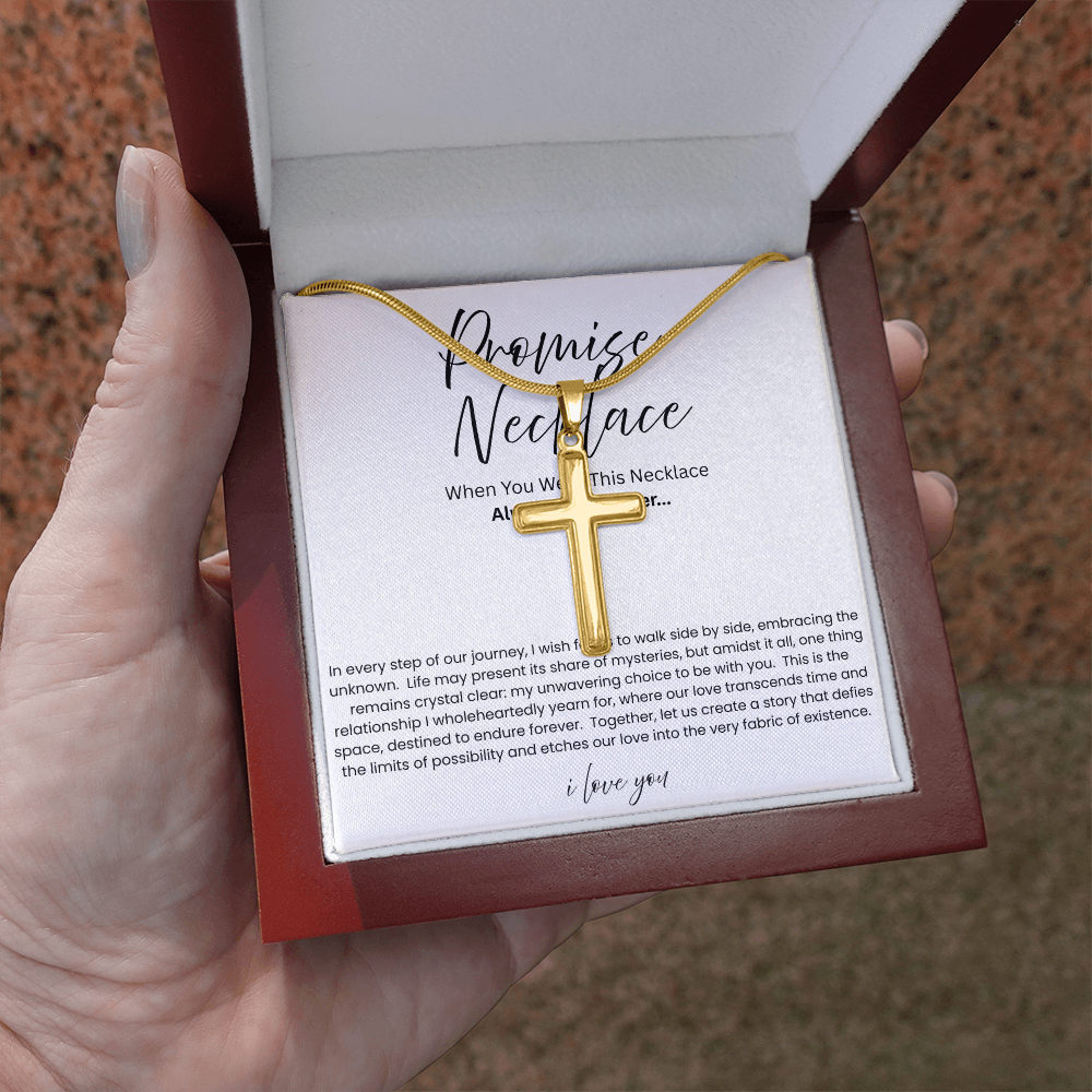 To My Boyfriend - Promise Necklace - Artisan Cross Necklace - Snake Chain