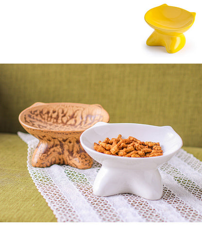 Ceramic Cat Face Bowl for Dogs and Cats